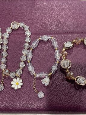 Choice of 1 Crystal Beaded Bracelet with Gold Accents